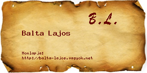 Balta Lajos névjegykártya